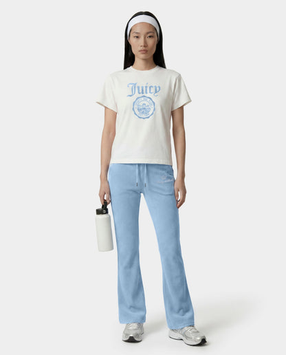 Sporty & Rich Juicy Emblem Essentials Tee - White/Sky Blue
