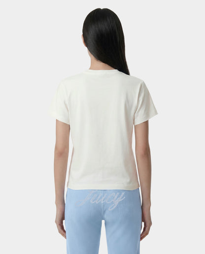 Sporty & Rich Juicy Emblem Essentials Tee - White/Sky Blue