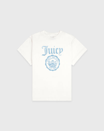 Sporty & Rich Juicy Emblem Essentials Tee - White/Sky Blue