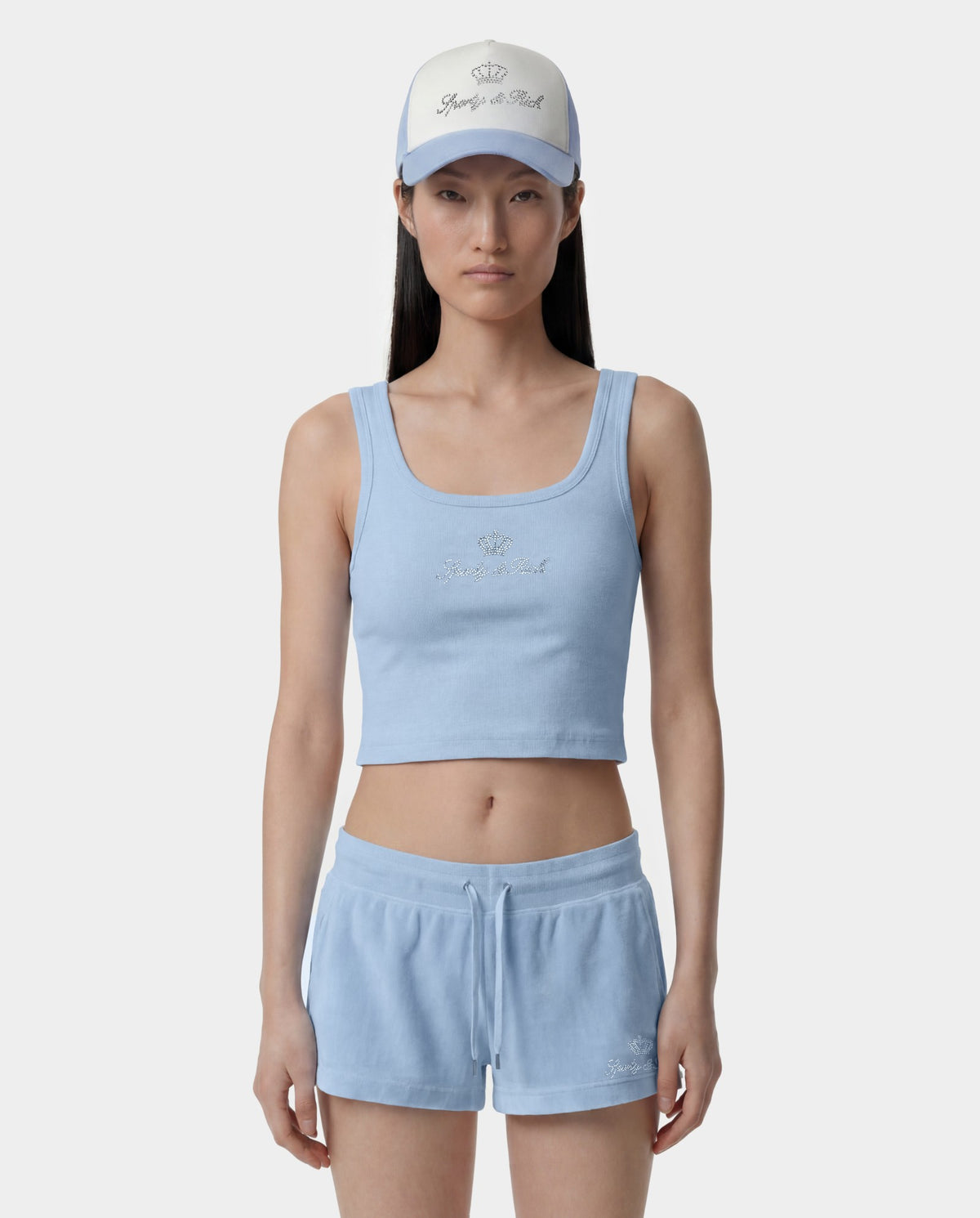 Sporty & Rich Juicy Crown Ribbed Tank - Sky Blue