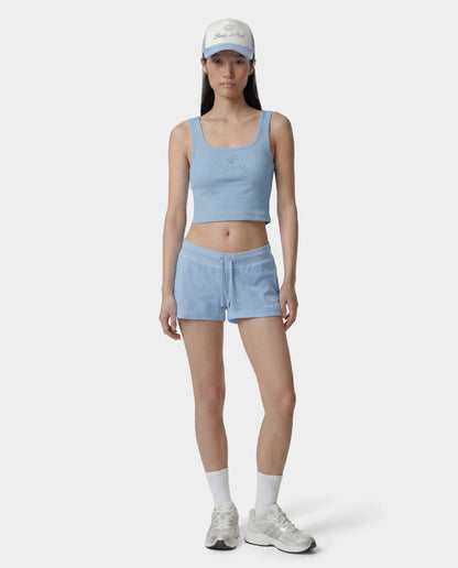 Sporty & Rich Juicy Crown Ribbed Tank - Sky Blue