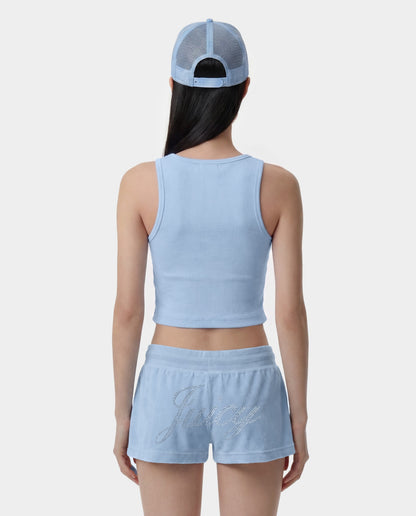Sporty & Rich Juicy Crown Ribbed Tank - Sky Blue