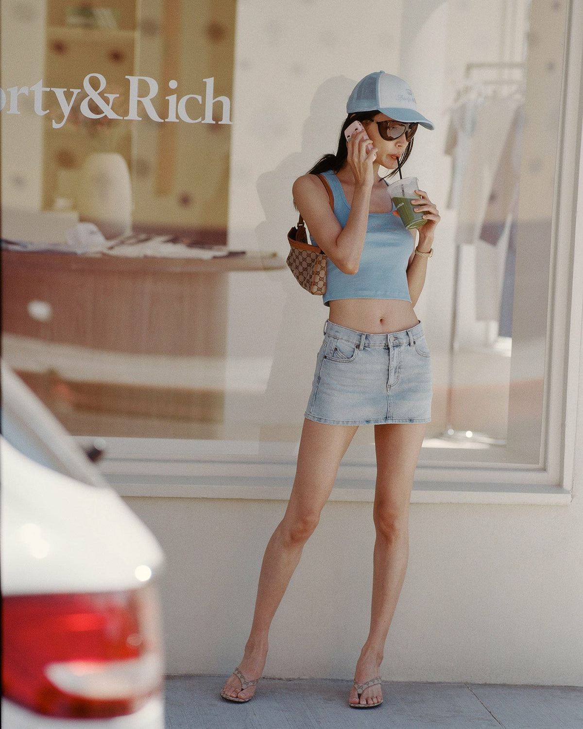 Sporty & Rich Juicy Crown Ribbed Tank - Sky Blue
