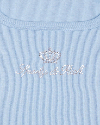 Sporty & Rich Juicy Crown Ribbed Tank - Sky Blue