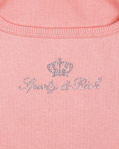 Sporty & Rich Juicy Crown Ribbed Tank - Rose