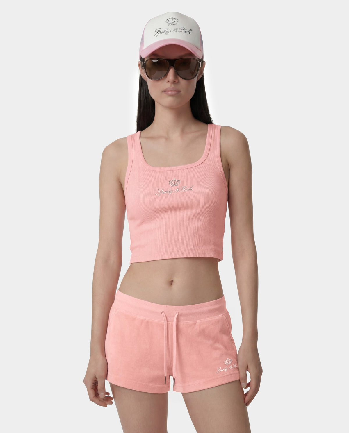 Sporty & Rich Juicy Crown Ribbed Tank - Rose