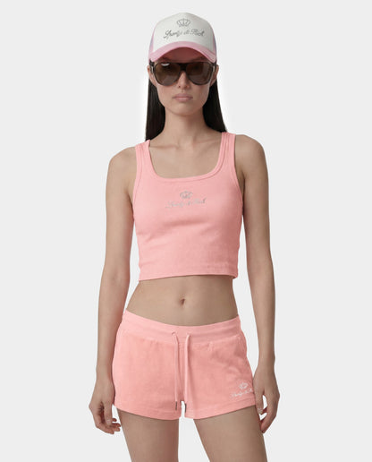 Sporty & Rich Juicy Crown Ribbed Tank - Rose