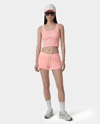 Sporty & Rich Juicy Crown Ribbed Tank - Rose