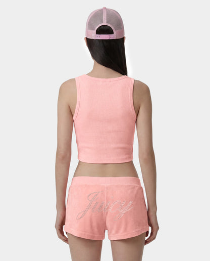 Sporty & Rich Juicy Crown Ribbed Tank - Rose