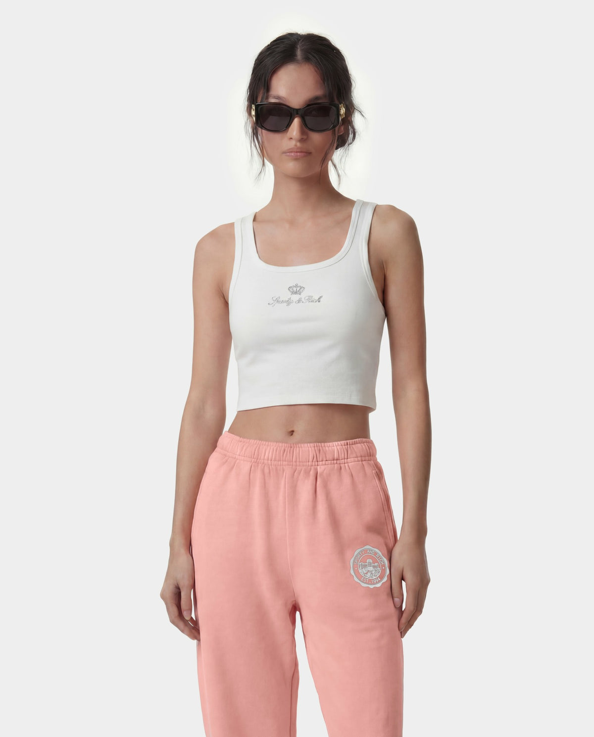 Sporty & Rich Juicy Crown Ribbed Tank - White