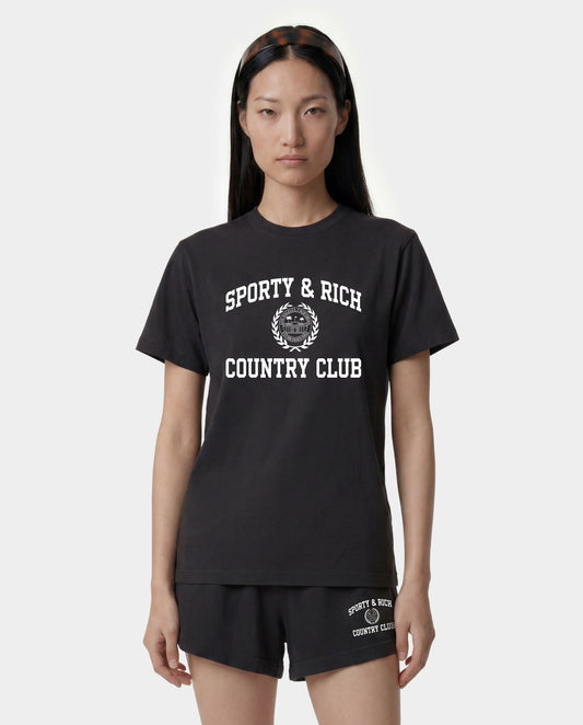 Sporty & Rich Varsity Crest T-Shirt - Carbon
