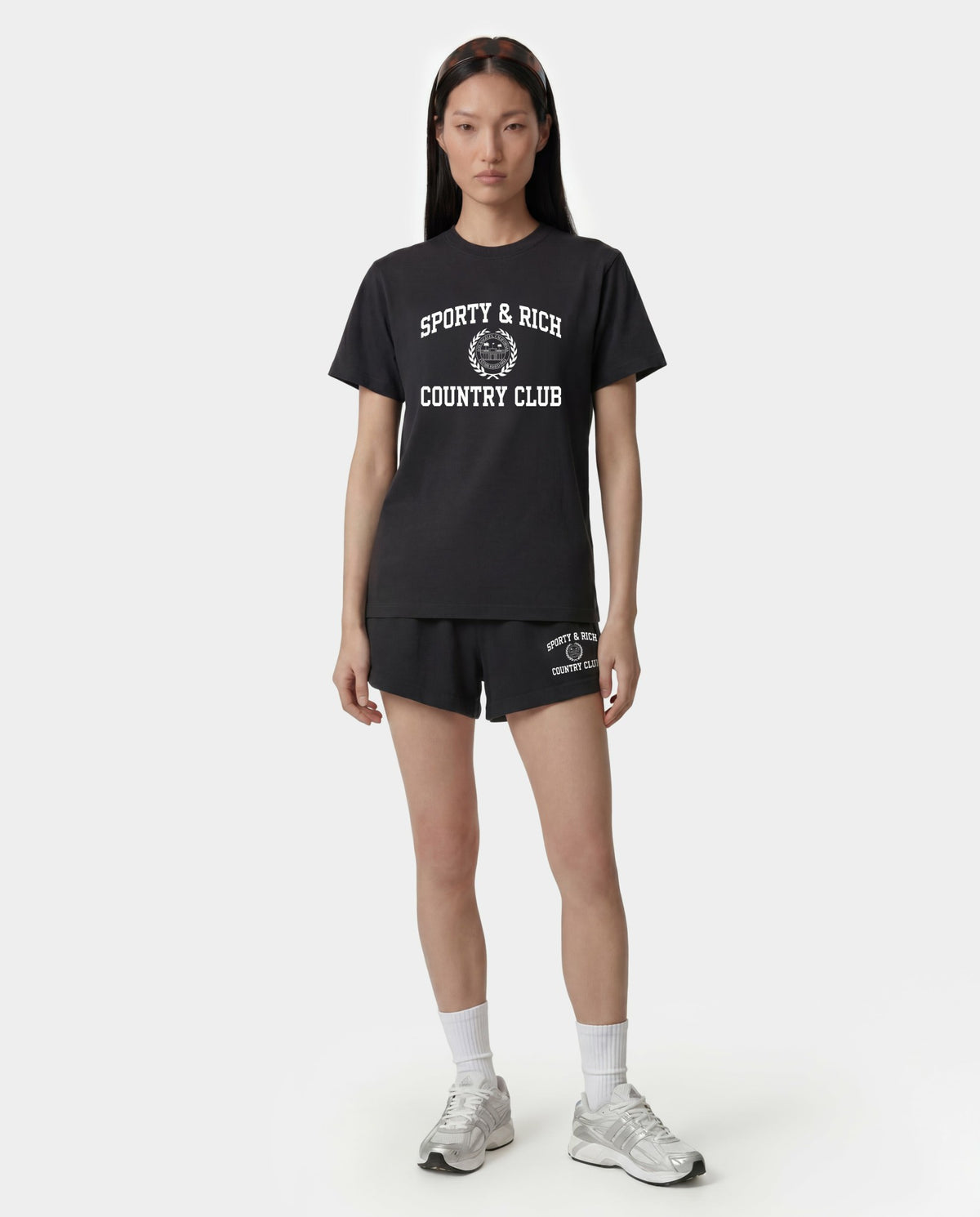Sporty & Rich Varsity Crest T-Shirt - Carbon