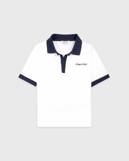 Sporty & Rich Signature Logo Terry Polo - White/Navy