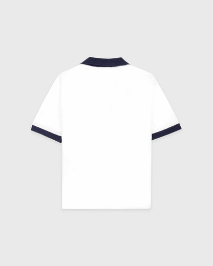 Sporty & Rich Signature Logo Terry Polo - White/Navy