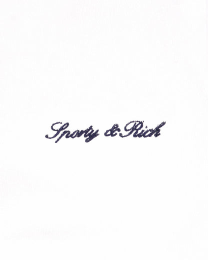 Sporty & Rich Signature Logo Terry Polo - White/Navy