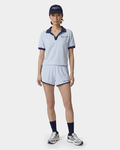 Sporty & Rich Signature Logo Terry Polo - Ciel/Navy