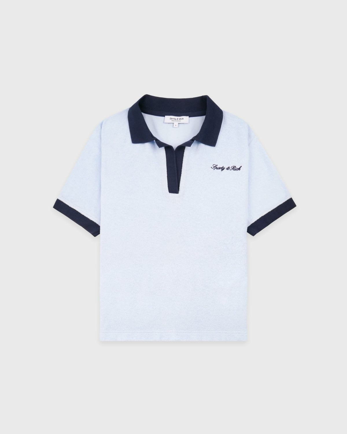 Sporty & Rich Signature Logo Terry Polo - Ciel/Navy