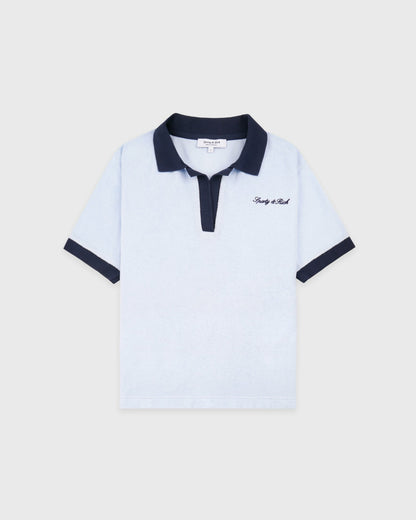 Sporty & Rich Signature Logo Terry Polo - Ciel/Navy