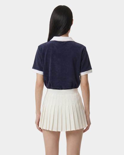 Sporty & Rich Signature Logo Terry Polo - Navy/White