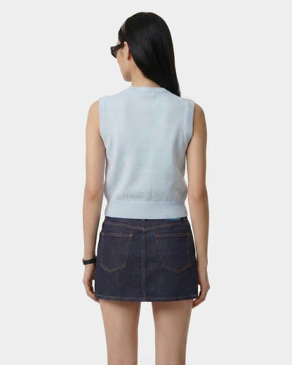 Sporty & Rich Signature Logo Knitted Vest - Ciel/Navy