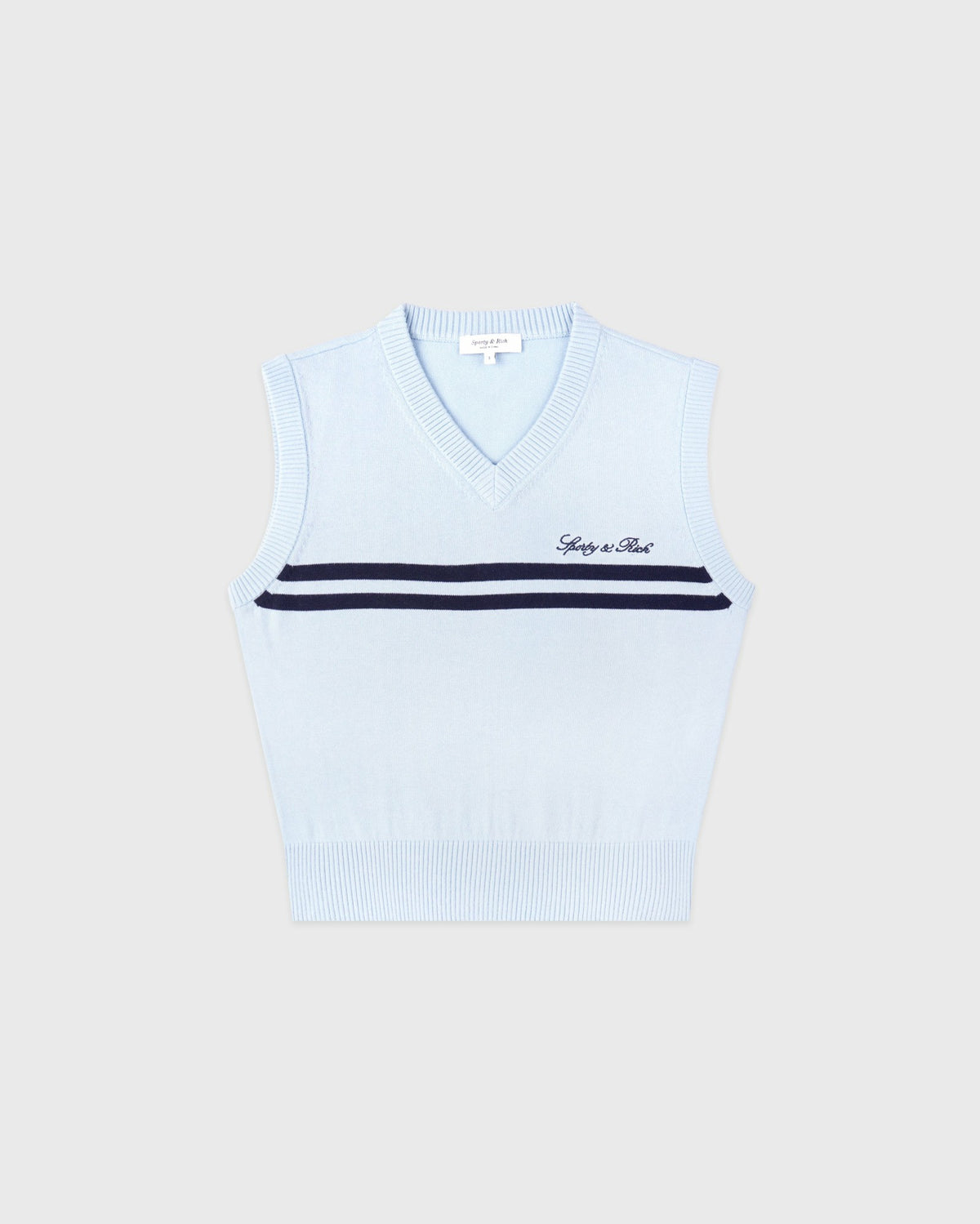 Sporty & Rich Signature Logo Knitted Vest - Ciel/Navy