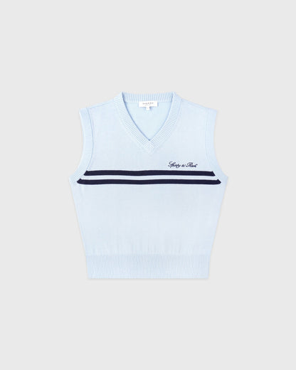 Sporty & Rich Signature Logo Knitted Vest - Ciel/Navy