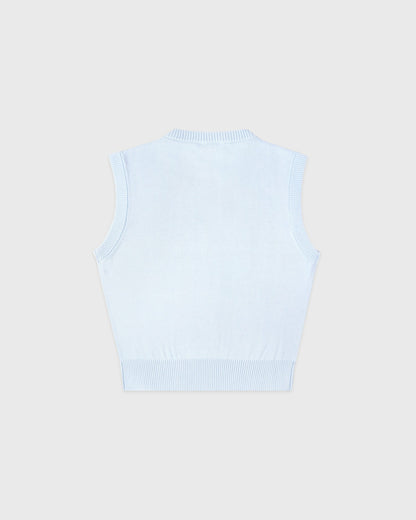 Sporty & Rich Signature Logo Knitted Vest - Ciel/Navy