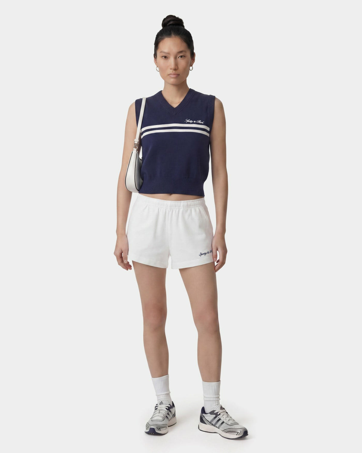 Sporty & Rich Signature Logo Knitted Vest - Navy/White