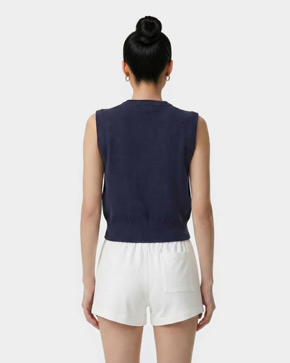 Sporty & Rich Signature Logo Knitted Vest - Navy/White