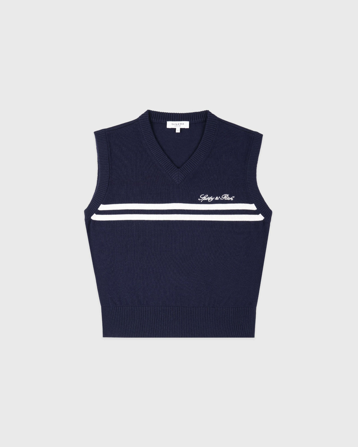 Sporty & Rich Signature Logo Knitted Vest - Navy/White