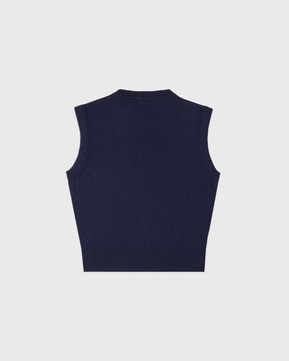 Sporty & Rich Signature Logo Knitted Vest - Navy/White