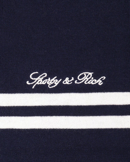 Sporty & Rich Signature Logo Knitted Vest - Navy/White