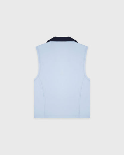 Sporty & Rich Signature Logo Sports Polo Vest - Ciel/Navy