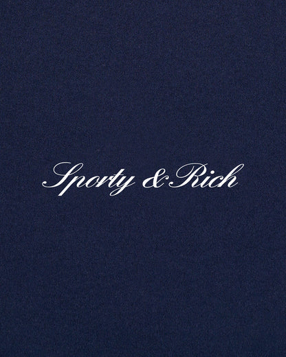 Sporty & Rich Signature Logo Sports Polo Vest - Navy/White