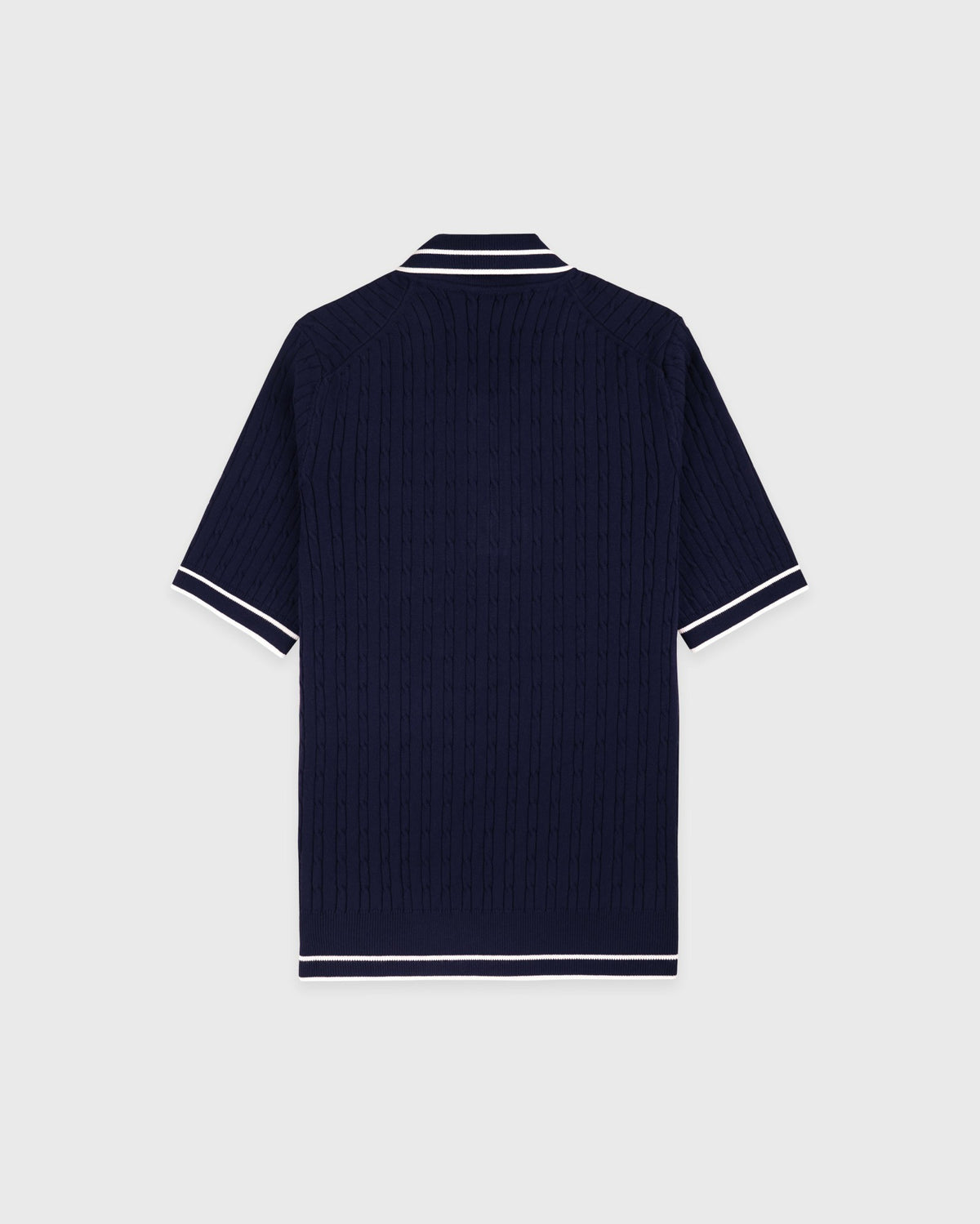 Sporty & Rich Signature Logo Mini Cable Polo - Navy/White