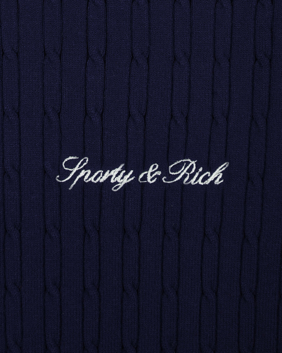 Sporty & Rich Signature Logo Mini Cable Polo - Navy/White