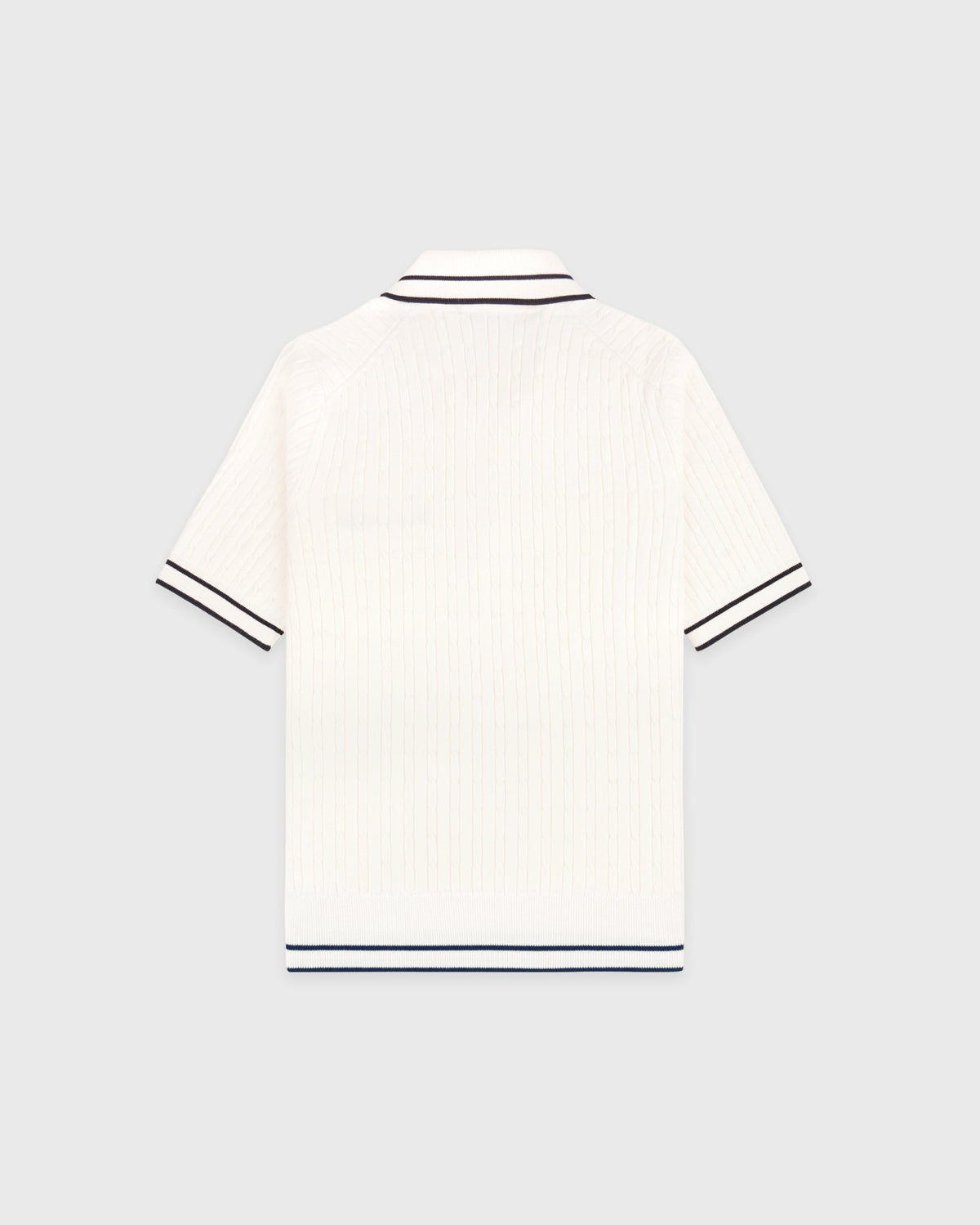 Sporty & Rich Signature Logo Mini Cable Polo - Ecru/Navy