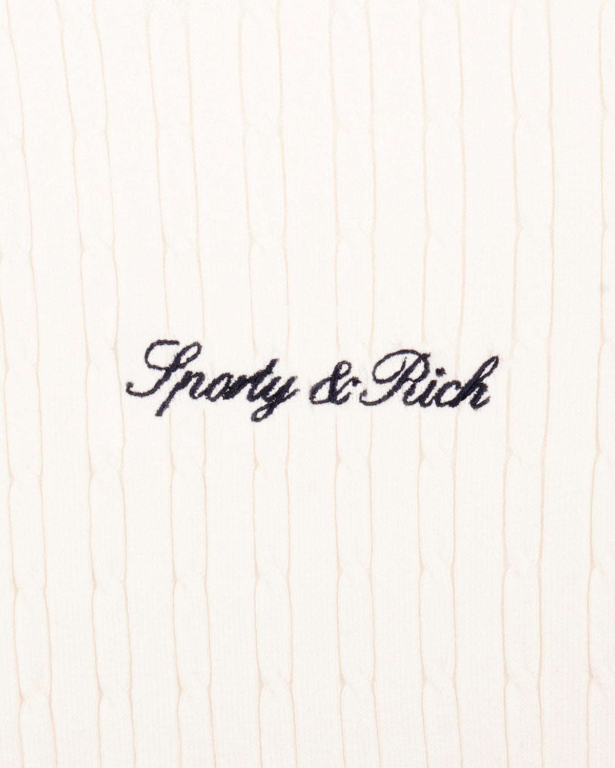 Sporty & Rich Signature Logo Mini Cable Polo - Ecru/Navy
