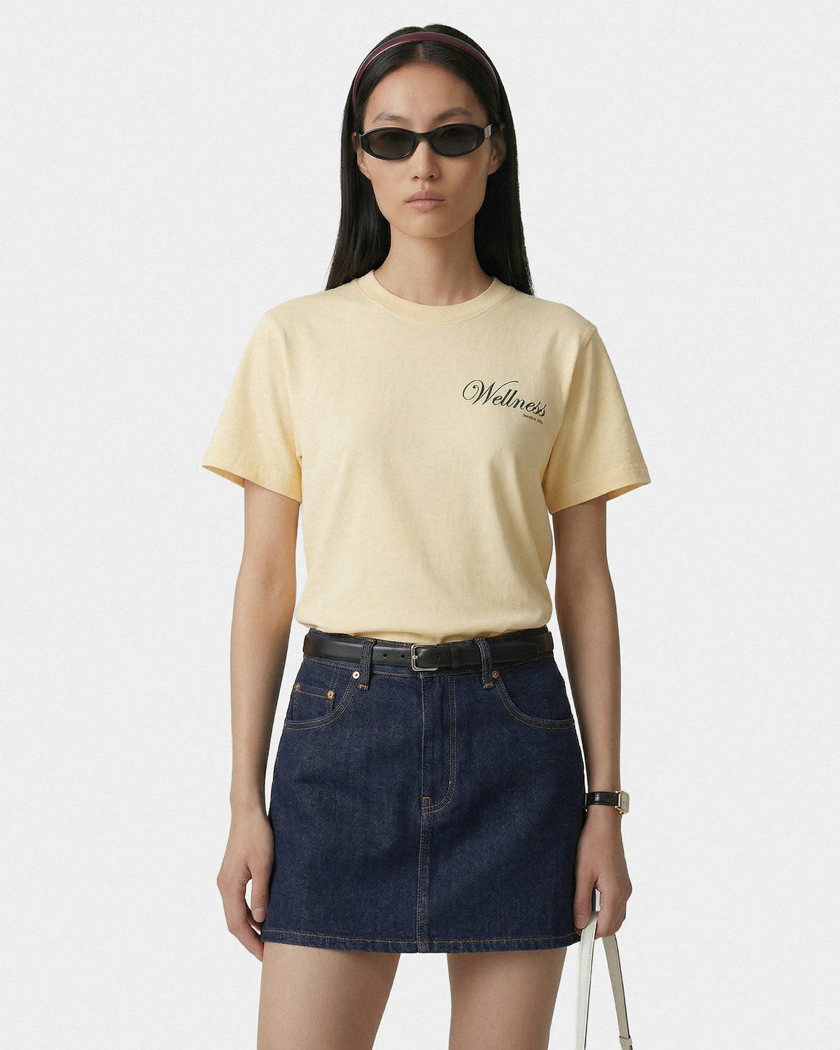 Sporty & Rich Avenue T-Shirt - Almond/Navy