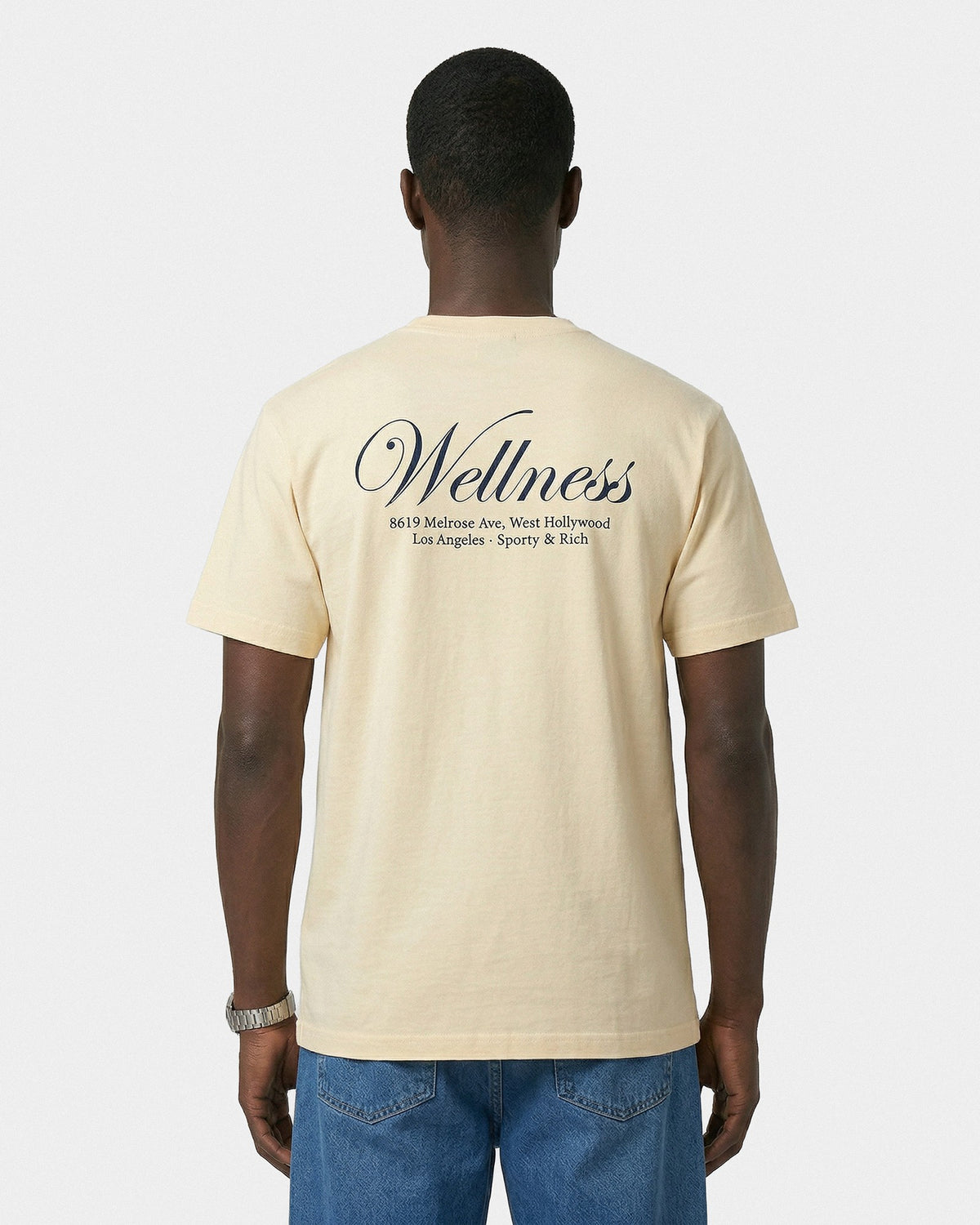 Sporty & Rich Avenue T-Shirt - Almond/Navy