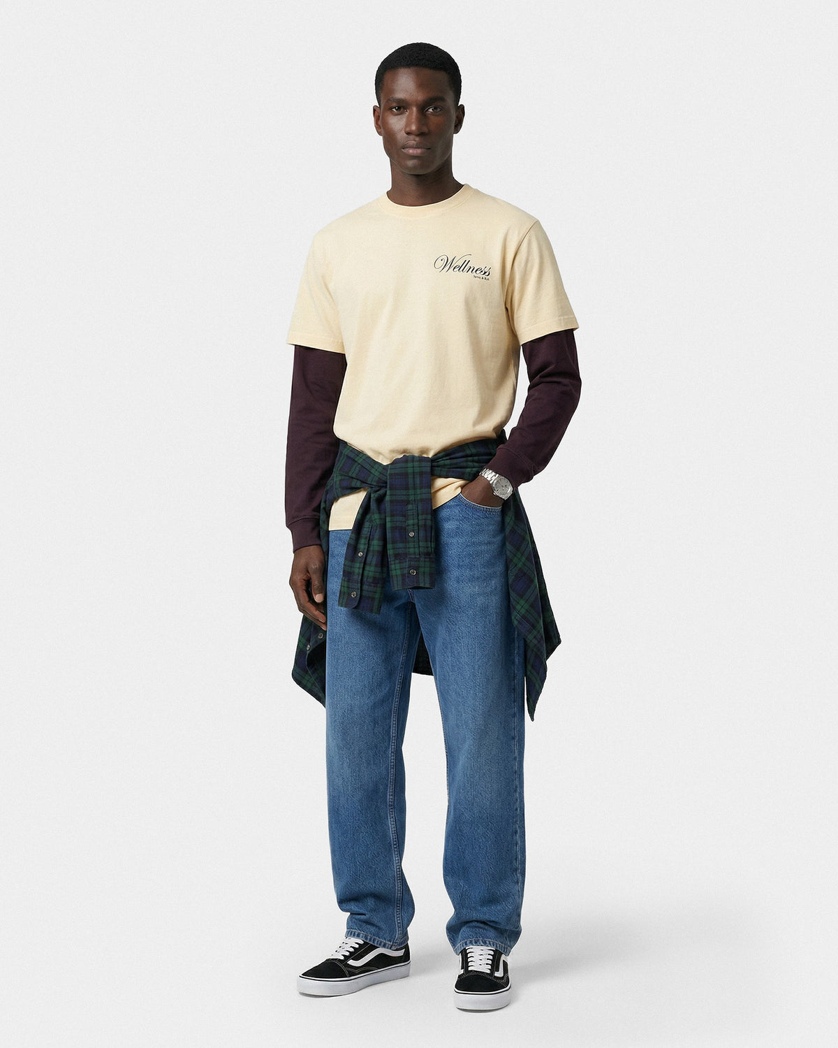 Sporty & Rich Avenue T-Shirt - Almond/Navy