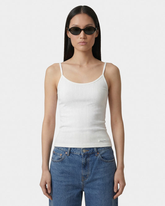 Sporty & Rich Signature Logo Pointelle Tank - White