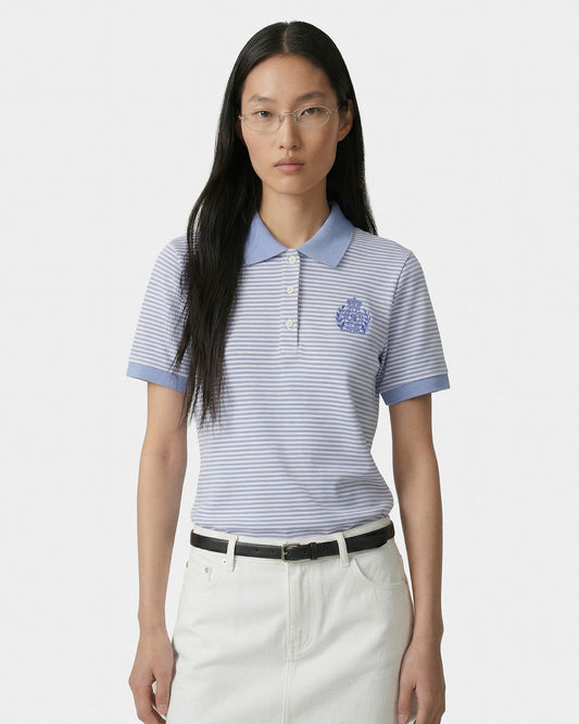 Sporty & Rich NY Crest Prep Polo - Periwinkle Stripe