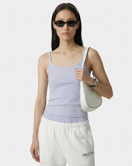 Sporty & Rich Signature Logo House Tank - Periwinkle Stripe