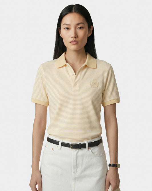 Sporty & Rich NY Crest Prep Polo - Almond Striped
