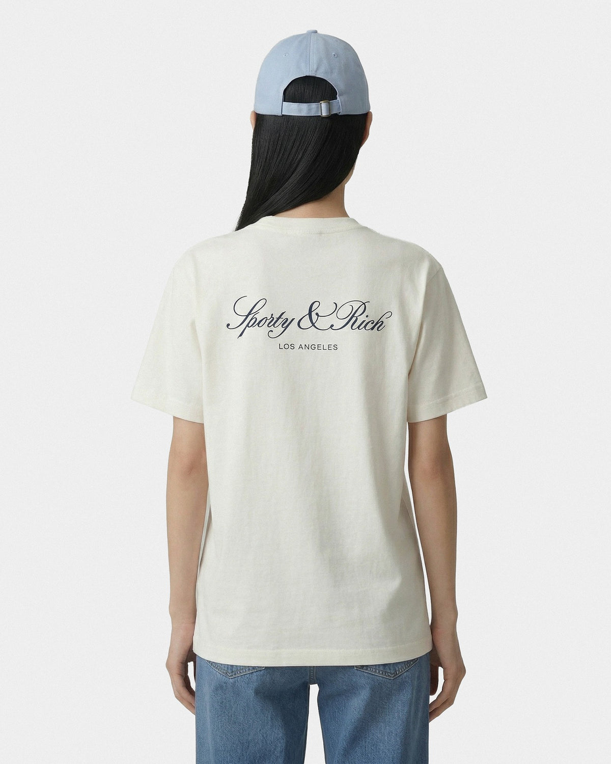Sporty & Rich Vendome LA T-Shirt - Ecru/Navy