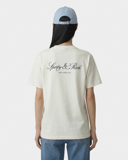 Sporty & Rich Vendome LA T-Shirt - Ecru/Navy