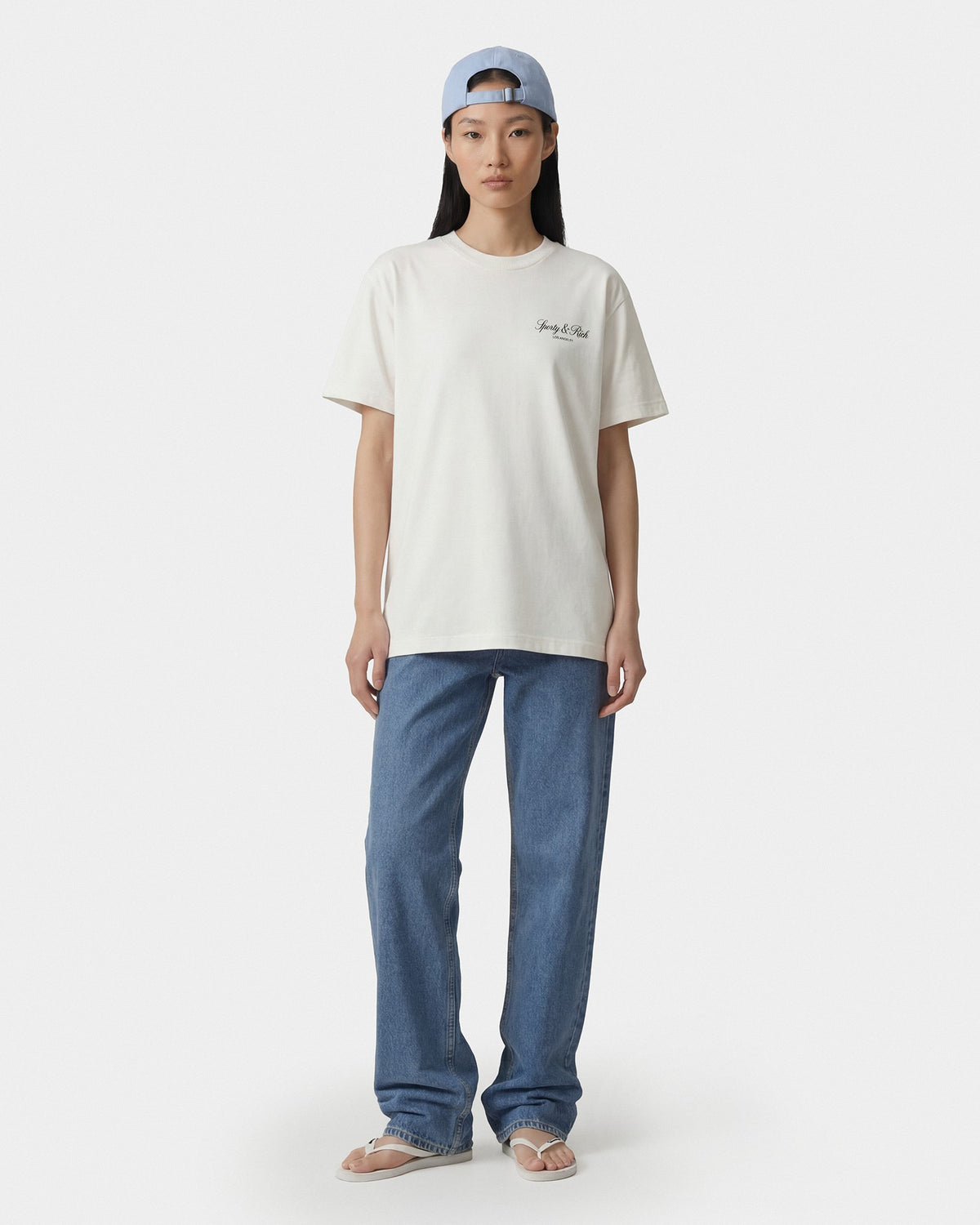 Sporty & Rich Vendome LA T-Shirt - Ecru/Navy
