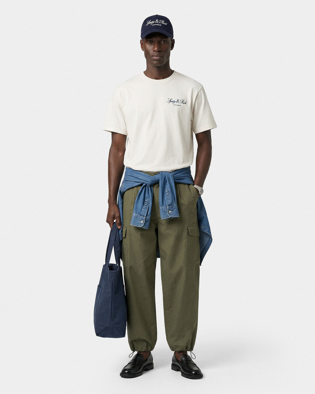 Sporty & Rich Vendome LA T-Shirt - Ecru/Navy