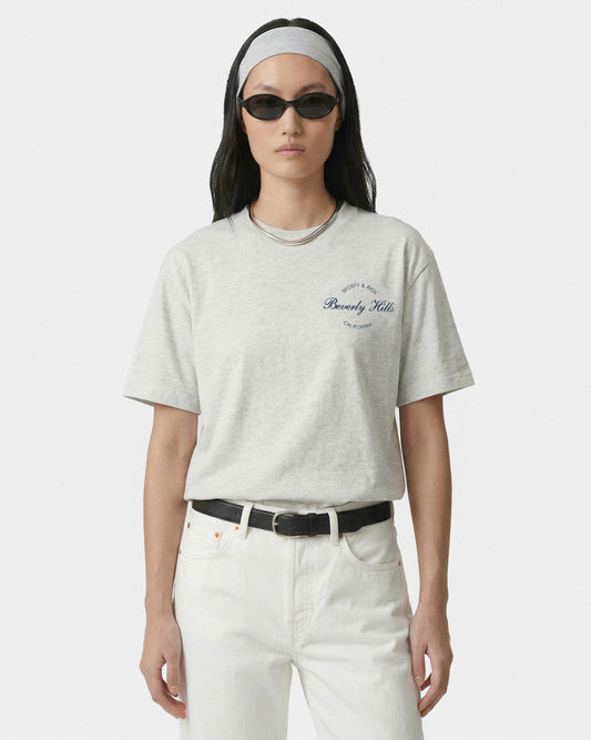Sporty & Rich Beverly Script T-Shirt - Heather Gray/Navy